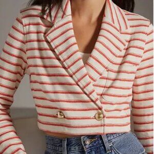 NWT Maeve Cropped Terry Stripe Blazer
